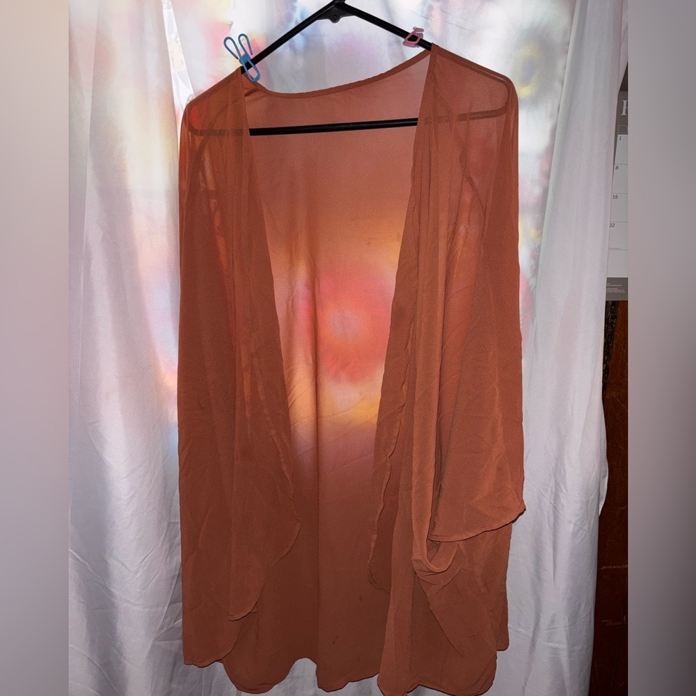 Lightweight Rust Orange Sheer Kimono Cardigan